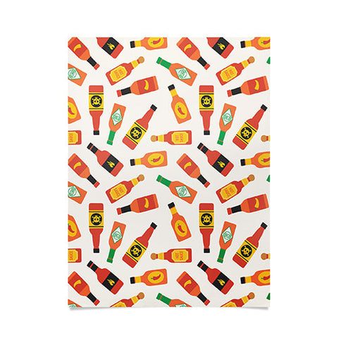 Little Arrow Design Co hot sauce bottles on cream Poster