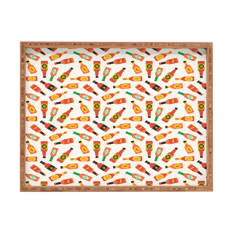 Little Arrow Design Co hot sauce bottles on cream Rectangular Tray
