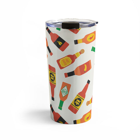 Little Arrow Design Co hot sauce bottles on cream Travel Mug