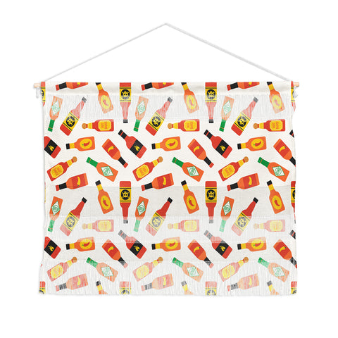 Little Arrow Design Co hot sauce bottles on cream Wall Hanging Landscape