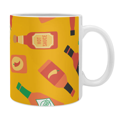 Little Arrow Design Co hot sauce bottles on yellow Coffee Mug