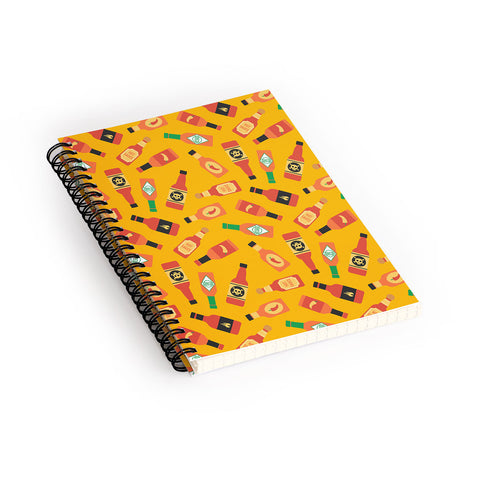 Little Arrow Design Co hot sauce bottles on yellow Spiral Notebook