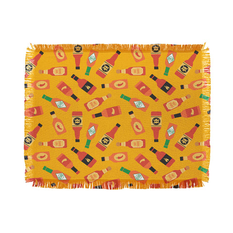 Little Arrow Design Co hot sauce bottles on yellow Throw Blanket