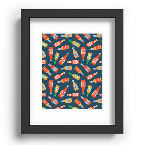 Little Arrow Design Co hot sauces bottles on blue Recessed Framing Rectangle
