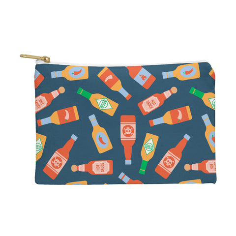 Little Arrow Design Co hot sauces bottles on blue Pouch