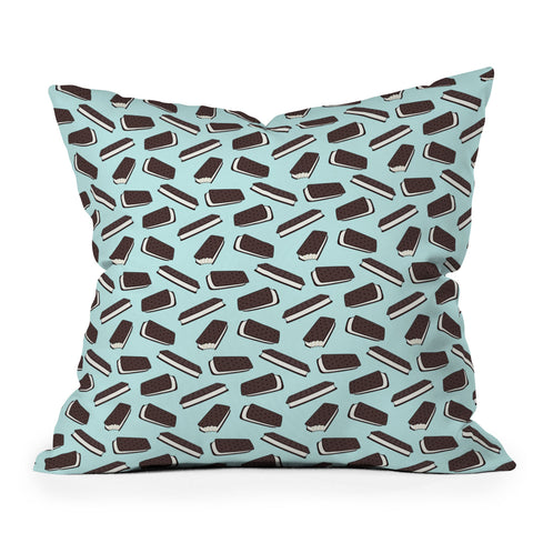Little Arrow Design Co ice cream sandwich on blue Outdoor Throw Pillow