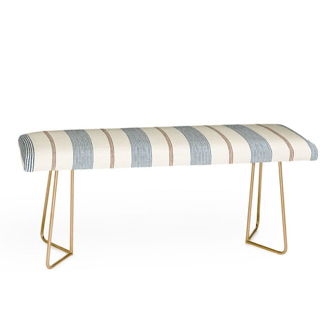 Little Arrow Design Co ivy stripes cream and blue Bench