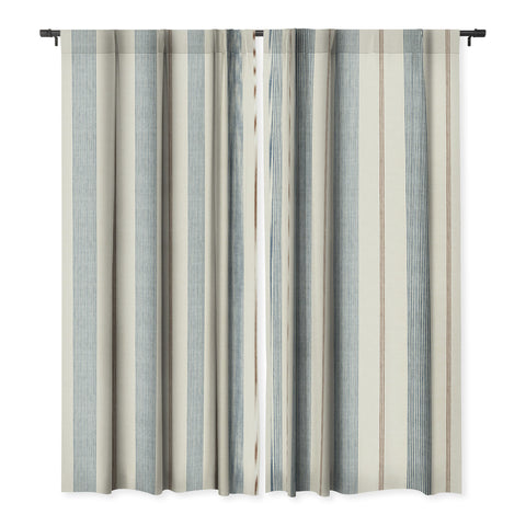 Little Arrow Design Co ivy stripes cream and blue Blackout Non Repeat