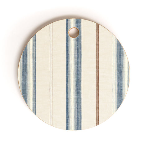 Little Arrow Design Co ivy stripes cream and blue Cutting Board Round