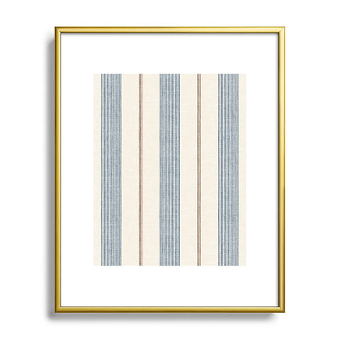 Little Arrow Design Co ivy stripes cream and blue Metal Framed Art Print