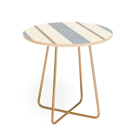 Little Arrow Design Co ivy stripes cream and blue Round Side Table