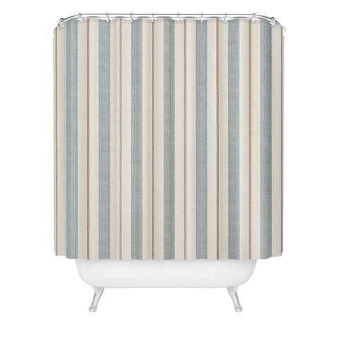 Little Arrow Design Co ivy stripes cream and blue Shower Curtain