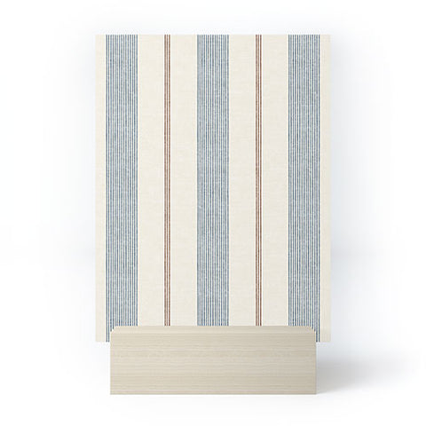 Little Arrow Design Co ivy stripes cream and blue Mini Art Print
