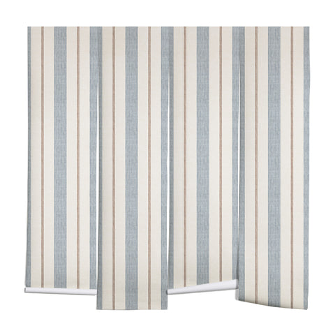 Little Arrow Design Co ivy stripes cream and blue Wall Mural