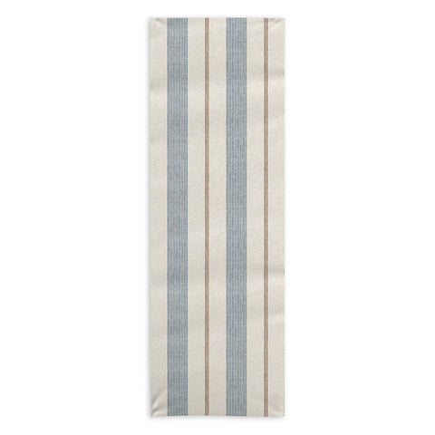 Little Arrow Design Co ivy stripes cream and blue Yoga Towel