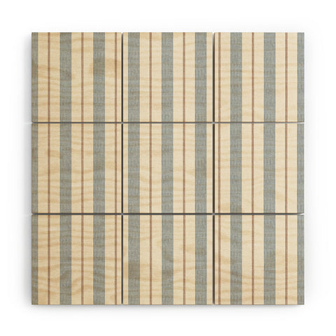 Little Arrow Design Co ivy stripes cream and blue Wood Wall Mural