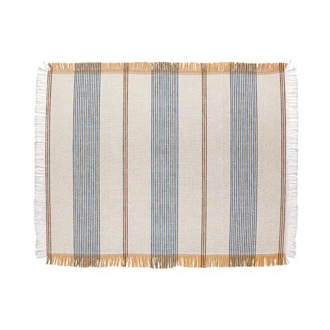 Little Arrow Design Co ivy stripes cream and blue Throw Blanket