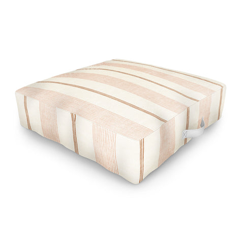 Little Arrow Design Co ivy stripes cream and blush Outdoor Floor Cushion