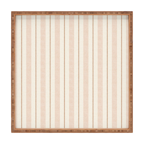 Little Arrow Design Co ivy stripes cream and blush Square Tray