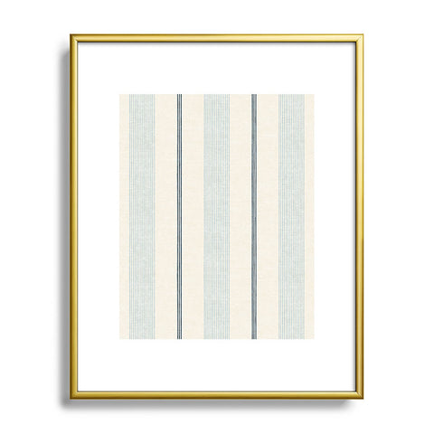 Little Arrow Design Co ivy stripes cream dusty blue Metal Framed Art Print