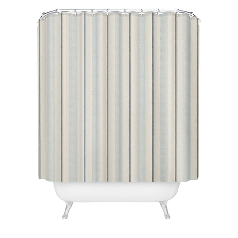Little Arrow Design Co ivy stripes cream dusty blue Shower Curtain