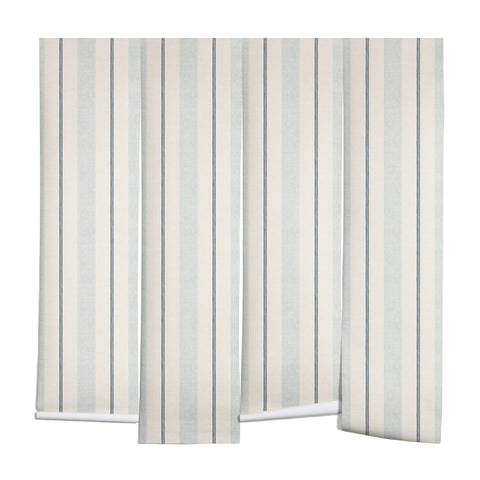 Little Arrow Design Co ivy stripes cream dusty blue Wall Mural