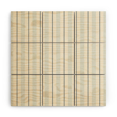 Little Arrow Design Co ivy stripes cream dusty blue Wood Wall Mural