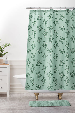 Little Arrow Design Co mistletoe mint Shower Curtain And Mat