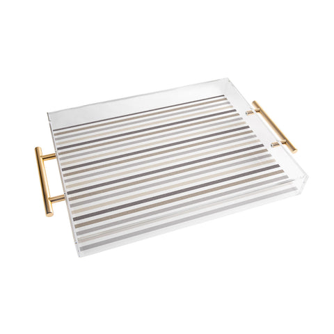 Little Arrow Design Co mod neutral linen stripes Acrylic Tray