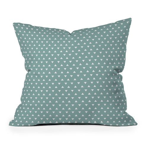 Little Arrow Design Co mod triangles on blue Outdoor Throw Pillow