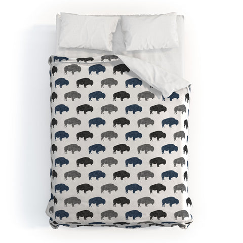 Little Arrow Design Co modern buffalo in navy and grey Duvet Cover