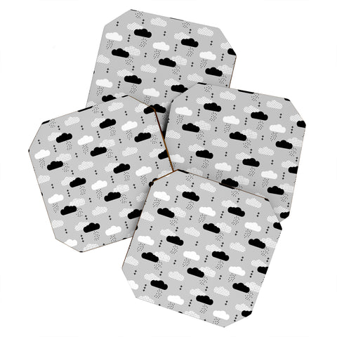 Little Arrow Design Co modern clouds on grey Coaster Set