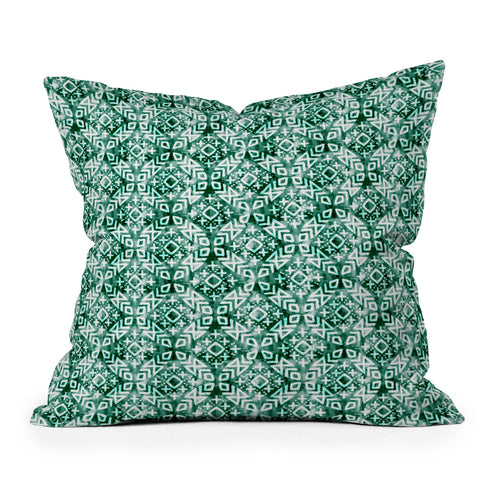 Little Arrow Design Co modern moroccan in emerald Outdoor Throw Pillow