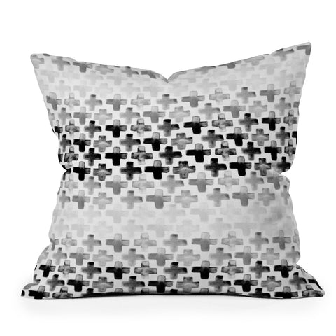 Little Arrow Design Co monochrome watercolor cross Outdoor Throw Pillow