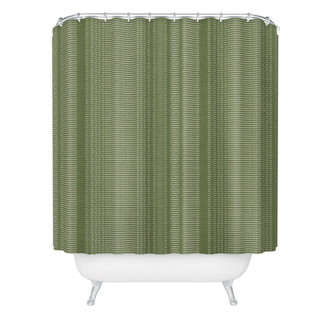 Little Arrow Design Co morse stripe avocado Shower Curtain