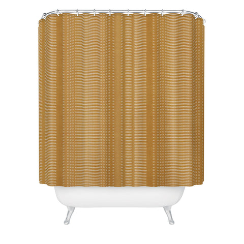 Little Arrow Design Co morse stripe ochre Shower Curtain