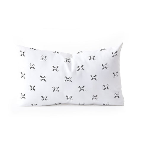 Little Arrow Design Co mud cloth cross black Oblong Throw Pillow Havenly