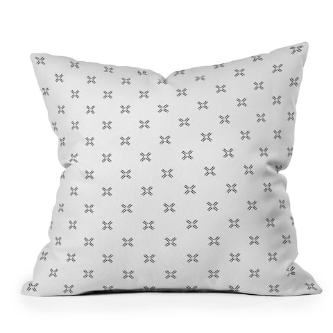 Little Arrow Design Co mud cloth cross black Outdoor Throw Pillow