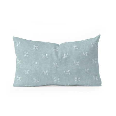 Little Arrow Design Co mud cloth cross dusty blue Oblong Throw Pillow