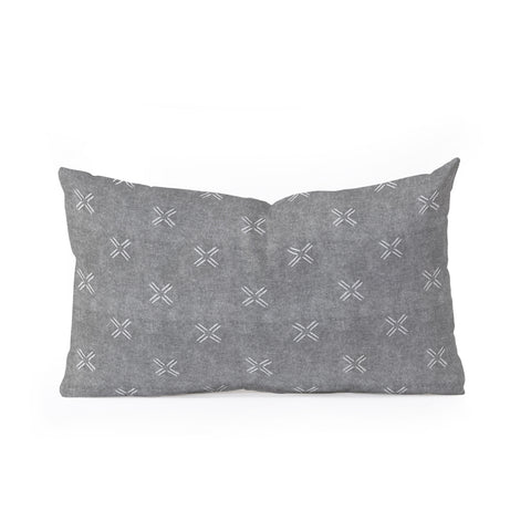 Little Arrow Design Co mud cloth cross gray Oblong Throw Pillow Havenly