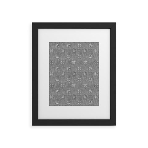 Little Arrow Design Co mud cloth cross gray Framed Art Print havenly
