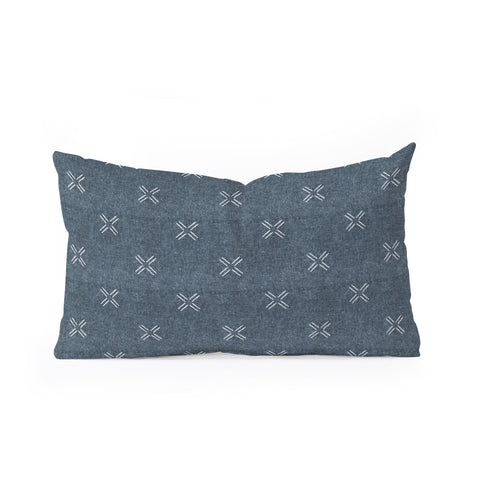 Little Arrow Design Co mud cloth cross navy Oblong Throw Pillow Havenly