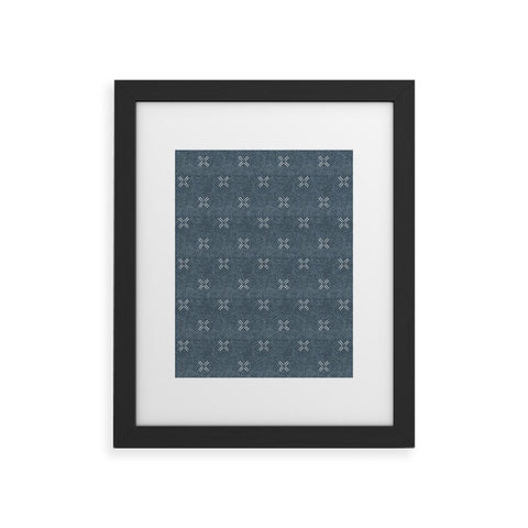 Little Arrow Design Co mud cloth cross navy Framed Art Print havenly