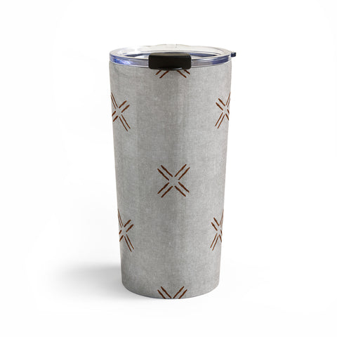 Little Arrow Design Co mud cloth cross stone rust Travel Mug