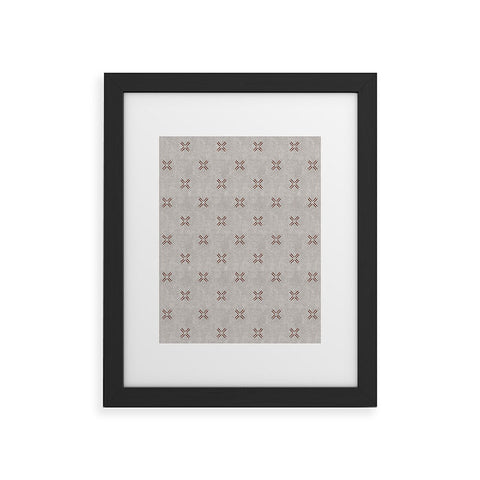 Little Arrow Design Co mud cloth cross stone rust Framed Art Print havenly