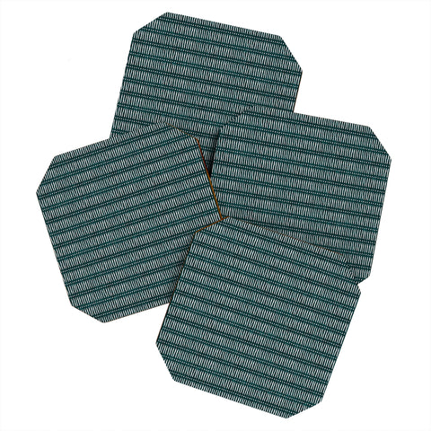 Little Arrow Design Co mud cloth dash dark teal Coaster Set
