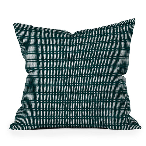 Little Arrow Design Co mud cloth dash dark teal Outdoor Throw Pillow