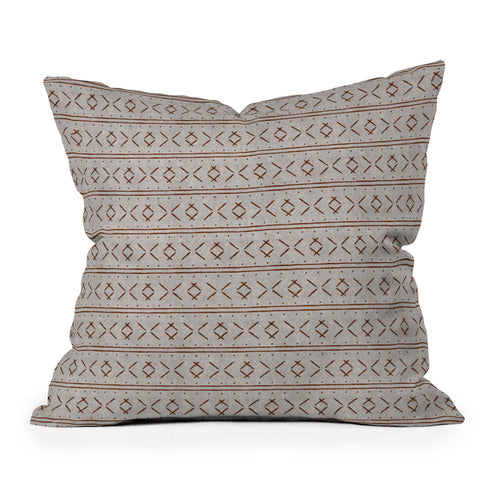 Little Arrow Design Co mud cloth stitch rust stone Outdoor Throw Pillow