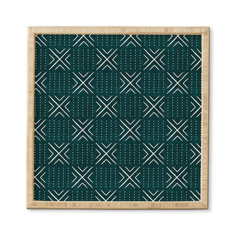 Little Arrow Design Co mud cloth tile dark teal Framed Wall Art