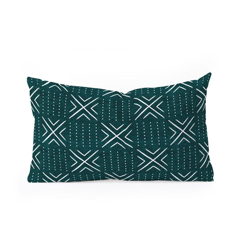 Little Arrow Design Co mud cloth tile dark teal Oblong Throw Pillow Havenly